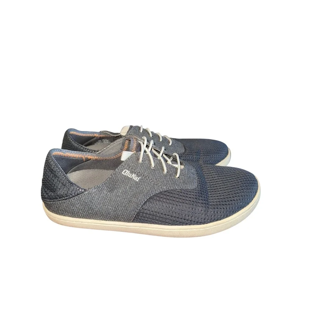 OluKai Nohea Moku Men's Shoes Grey Textile‎ Slip On Sneakers US M7 EUR 40